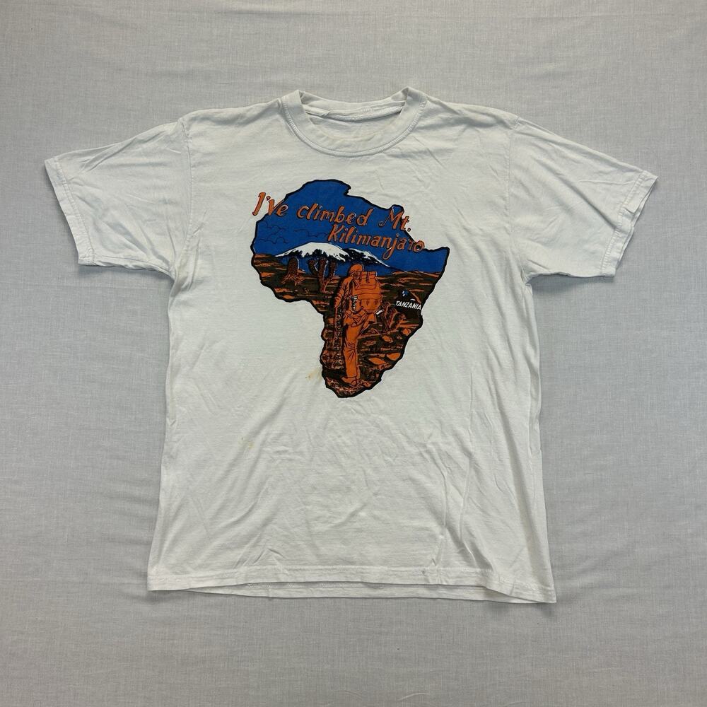 Vintage I've Climbed Mt. Kilimanjaro T-Shirt Mens Large White Graphic Tee VTG